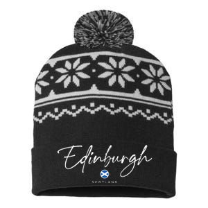 Edinburgh Scotland United Kingdom Uk Flag USA-Made Snowflake Beanie