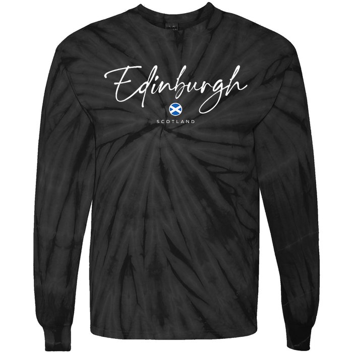 Edinburgh Scotland United Kingdom Uk Flag Tie-Dye Long Sleeve Shirt