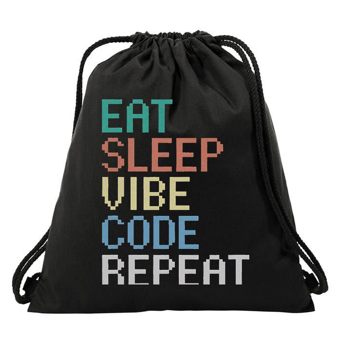 Eat Sleep Vibe Code Repeat Funny Ai Coding Programming Drawstring Bag
