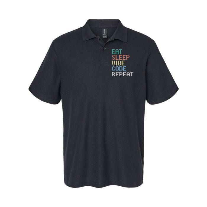 Eat Sleep Vibe Code Repeat Funny Ai Coding Programming Softstyle Adult Sport Polo