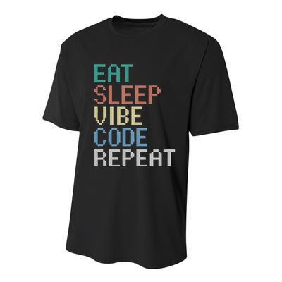 Eat Sleep Vibe Code Repeat Funny Ai Coding Programming Youth Performance Sprint T-Shirt