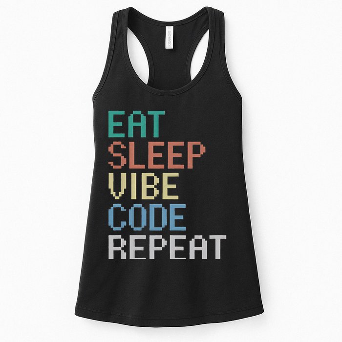 Eat Sleep Vibe Code Repeat Funny Ai Coding Programming Women's Racerback Tank