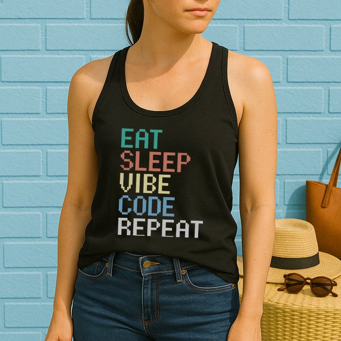 Eat Sleep Vibe Code Repeat Funny Ai Coding Programming Women's Racerback Tank