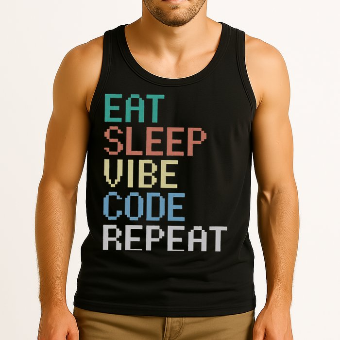 Eat Sleep Vibe Code Repeat Funny Ai Coding Programming Tank Top