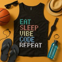 Eat Sleep Vibe Code Repeat Funny Ai Coding Programming Tank Top