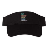 Eat Sleep Vibe Code Repeat Funny Ai Coding Programming Valucap Bio-Washed Visor