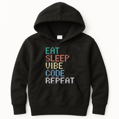Eat Sleep Vibe Code Repeat Funny Ai Coding Programming Kids Hoodie