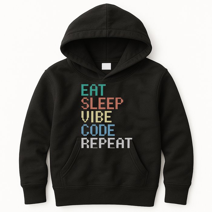 Eat Sleep Vibe Code Repeat Funny Ai Coding Programming Kids Hoodie