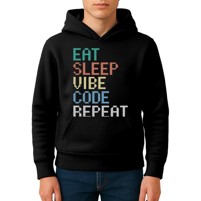 Eat Sleep Vibe Code Repeat Funny Ai Coding Programming Kids Hoodie