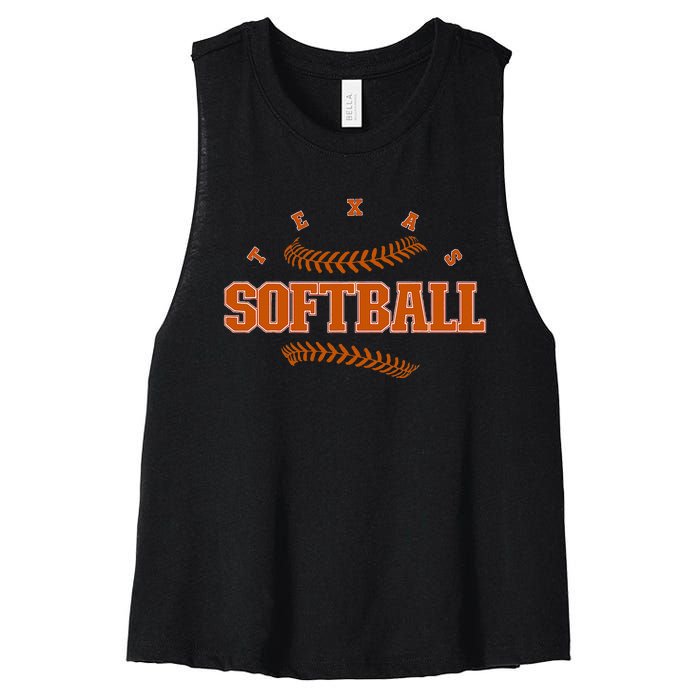 Exas Softball Vintage Eam Retro Softball Fan Women's Racerback Cropped Tank