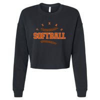 Exas Softball Vintage Eam Retro Softball Fan Cropped Pullover Crew