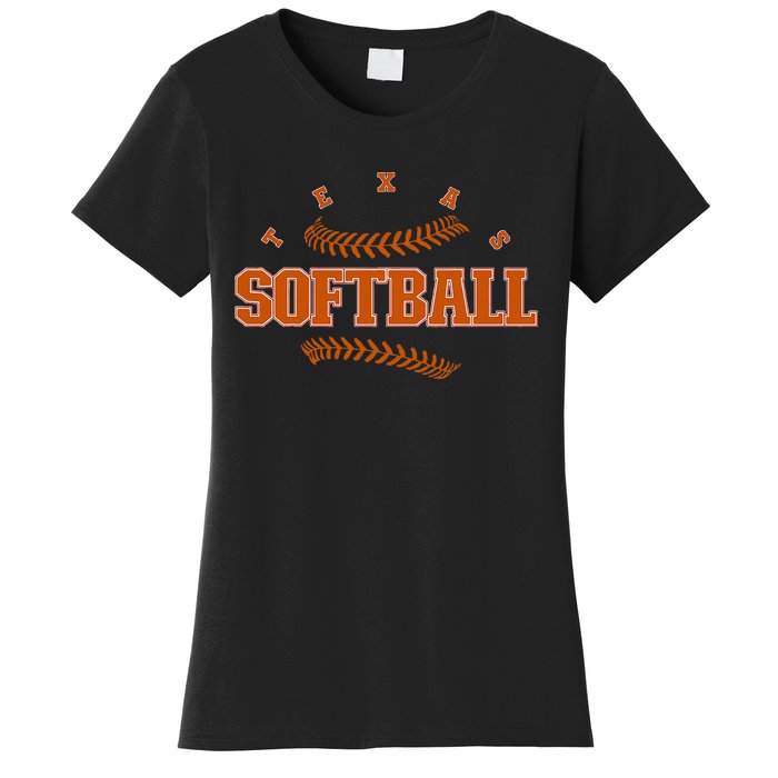 Exas Softball Vintage Eam Retro Softball Fan Women's T-Shirt