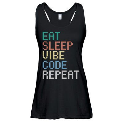 Eat Sleep Vibe Code Repeat Funny AI Coding Programming Ladies Essential Flowy Tank