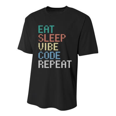 Eat Sleep Vibe Code Repeat Funny AI Coding Programming Youth Performance Sprint T-Shirt