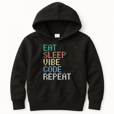 Eat Sleep Vibe Code Repeat Funny AI Coding Programming Kids Hoodie