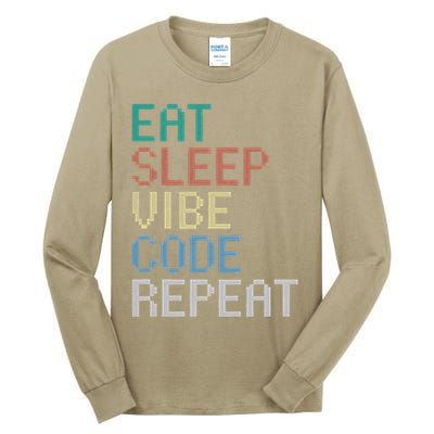 Eat Sleep Vibe Code Repeat Funny AI Coding Programming Tall Long Sleeve T-Shirt