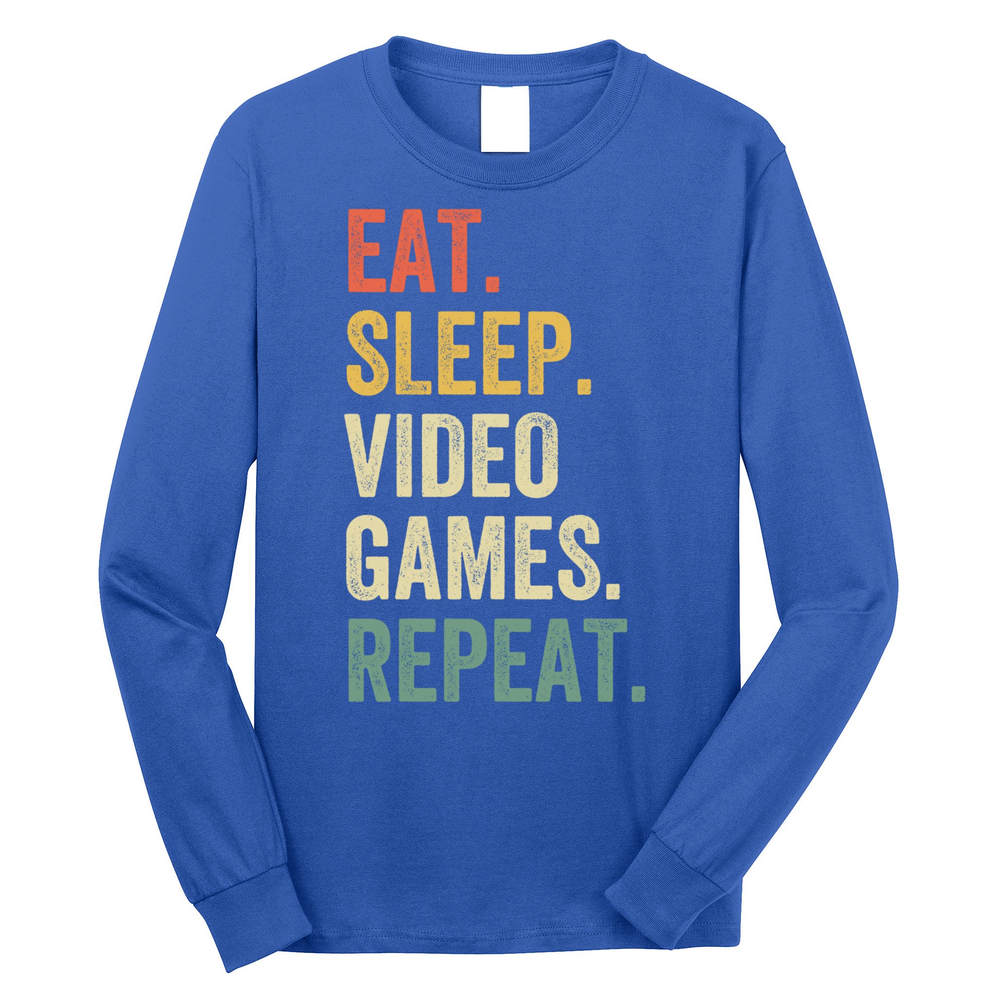 Eat Sleep Video Games Repeat Funny Gamer Vintage Gaming Cute Gift Long Sleeve Shirt