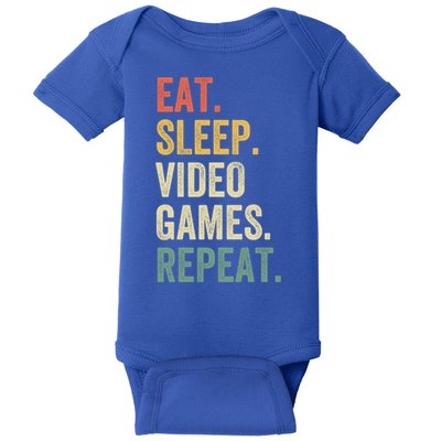 Eat Sleep Video Games Repeat Funny Gamer Vintage Gaming Cute Gift Baby Bodysuit