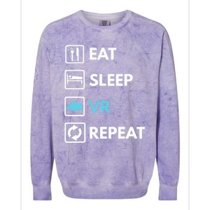 Eat Sleep Vr Repeat Funny Vr Gamer Boy Vr Athlete Colorblast Crewneck Sweatshirt