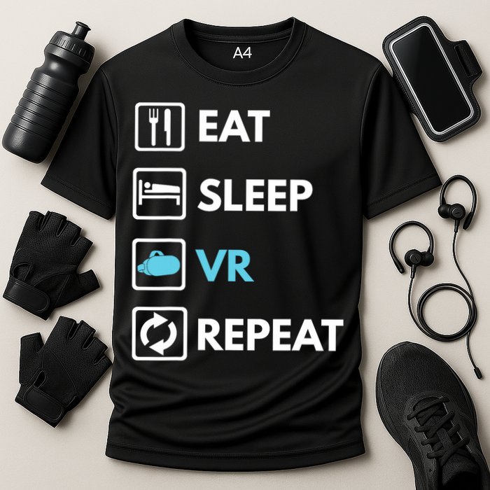 Eat Sleep Vr Repeat Funny Vr Gamer Boy Vr Athlete Cooling Performance Crew T-Shirt