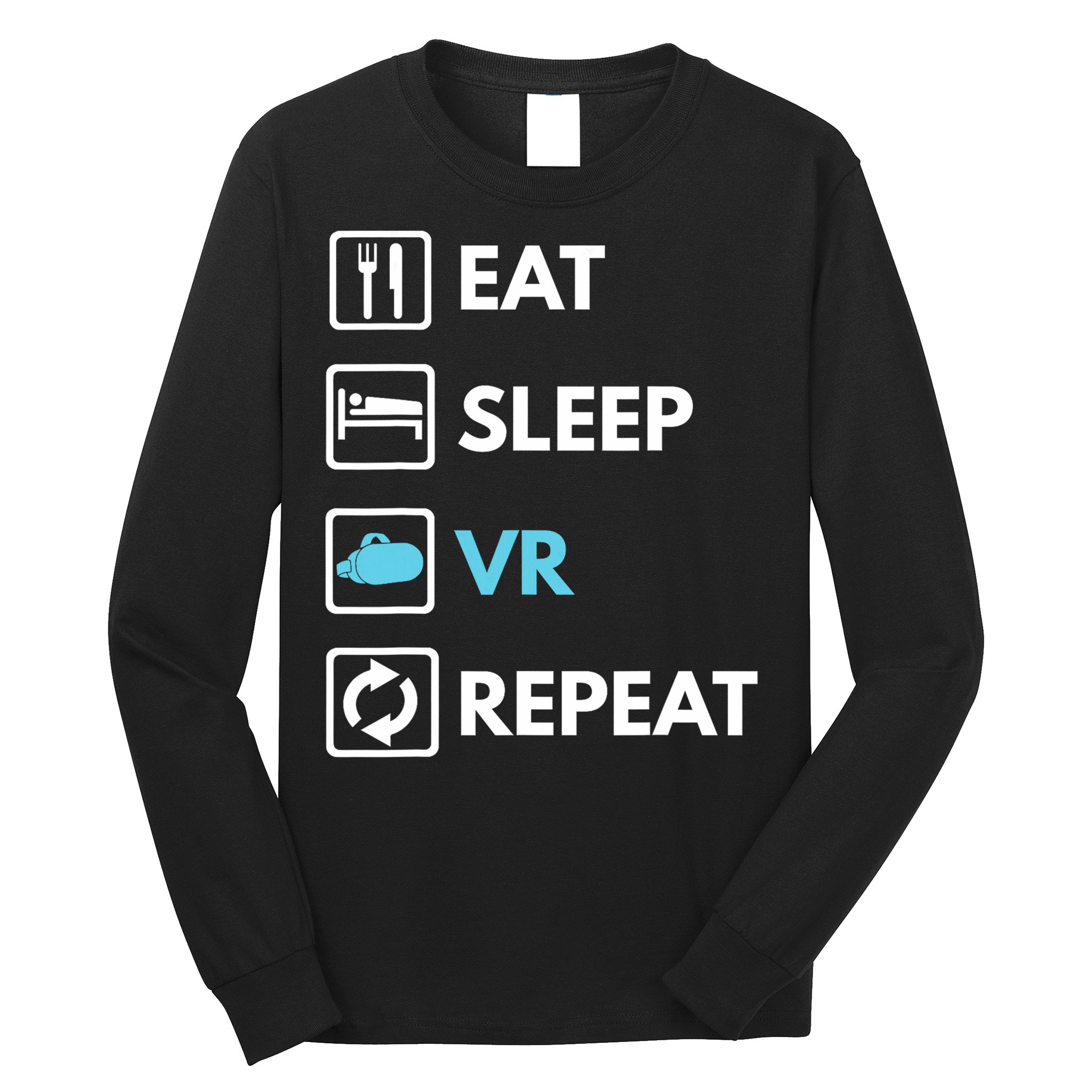 Eat Sleep Vr Repeat Funny Vr Gamer Boy Vr Athlete Long Sleeve Shirt