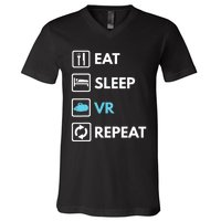 Eat Sleep Vr Repeat Funny Vr Gamer Boy Vr Athlete V-Neck T-Shirt