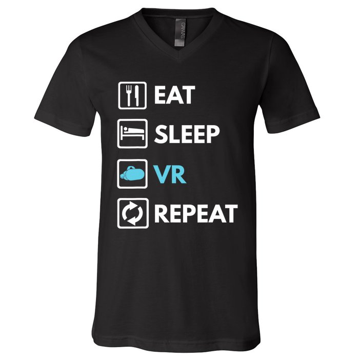 Eat Sleep Vr Repeat Funny Vr Gamer Boy Vr Athlete V-Neck T-Shirt