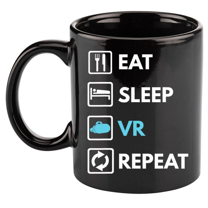 Eat Sleep Vr Repeat Funny Vr Gamer Boy Vr Athlete 11oz C Handle Ceramic Mug