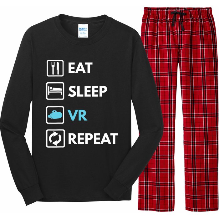 Eat Sleep Vr Repeat Funny Vr Gamer Boy Vr Athlete Long Sleeve Pajama Set