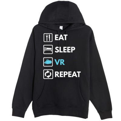 Eat Sleep Vr Repeat Funny Vr Gamer Boy Vr Athlete Premium Pullover Hoodie