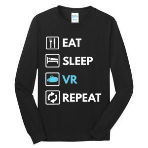 Eat Sleep Vr Repeat Funny Vr Gamer Boy Vr Athlete Tall Long Sleeve T-Shirt