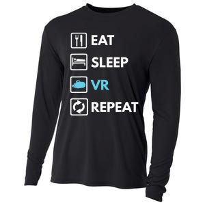 Eat Sleep Vr Repeat Funny Vr Gamer Boy Vr Athlete Cooling Performance Long Sleeve Crew