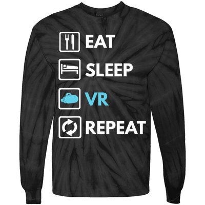 Eat Sleep Vr Repeat Funny Vr Gamer Boy Vr Athlete Tie-Dye Long Sleeve Shirt