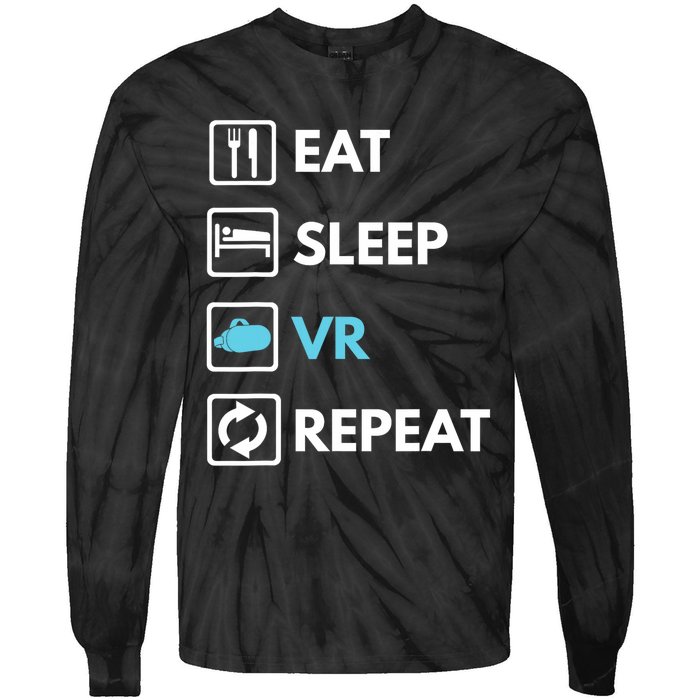 Eat Sleep Vr Repeat Funny Vr Gamer Boy Vr Athlete Tie-Dye Long Sleeve Shirt