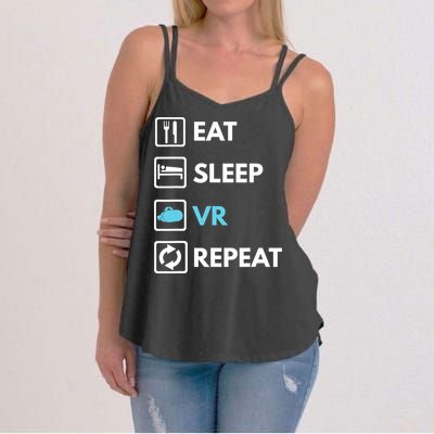 Eat Sleep Vr Repeat Funny Vr Gamer Boy Vr Athlete Women's Strappy Tank