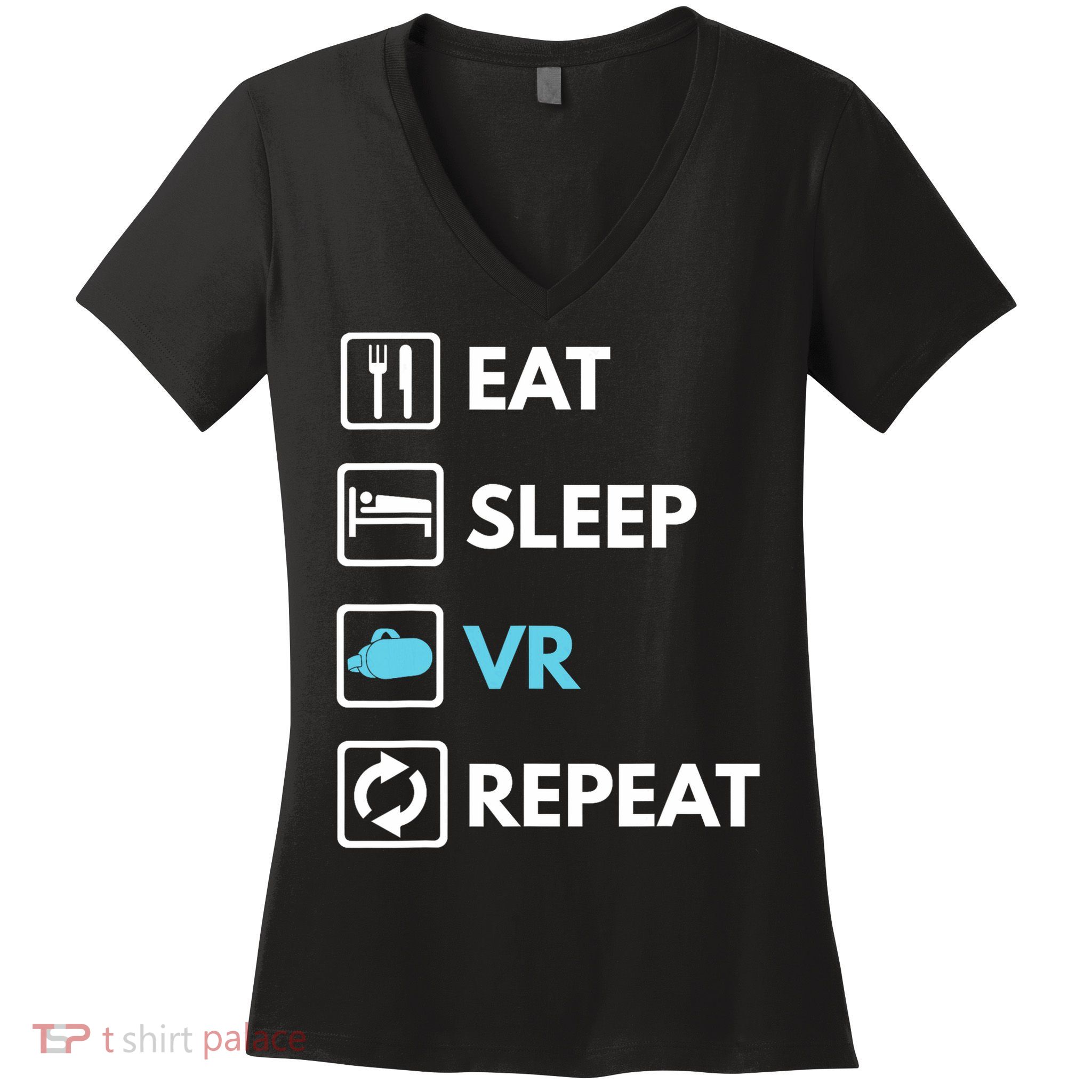 Eat Sleep Vr Repeat Funny Vr Gamer Boy Vr Athlete Women's V-Neck T-Shirt