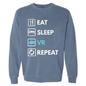 Eat Sleep Vr Repeat Funny Vr Gamer Boy Vr Athlete Garment-Dyed Sweatshirt