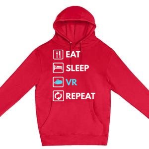 Eat Sleep Vr Repeat Funny Vr Gamer Boy Vr Athlete Premium Pullover Hoodie