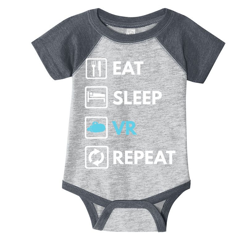 Eat Sleep Vr Repeat Funny Vr Gamer Boy Vr Athlete Infant Baby Jersey Bodysuit