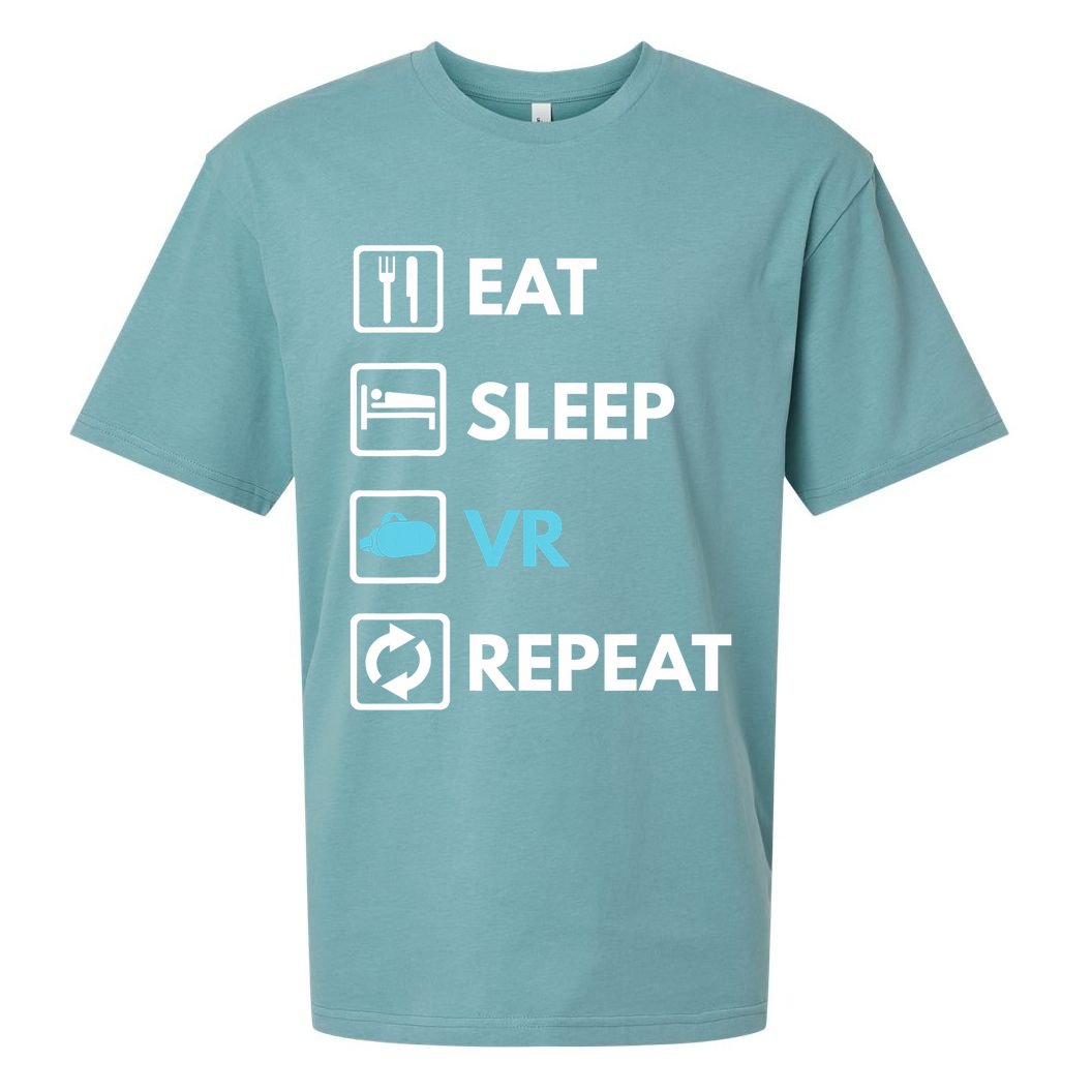 Eat Sleep Vr Repeat Funny Vr Gamer Boy Vr Athlete Sueded Cloud Jersey T-Shirt