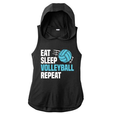 Eat Sleep Volleyball Repeat Cool Funny Team Coaches Quotes Gift Ladies PosiCharge Tri-Blend Wicking Draft Hoodie Tank