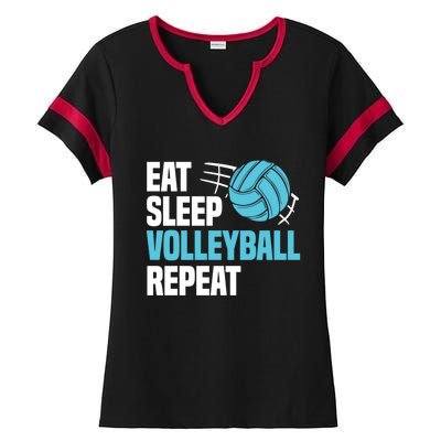 Eat Sleep Volleyball Repeat Cool Funny Team Coaches Quotes Gift Ladies Halftime Notch Neck Tee