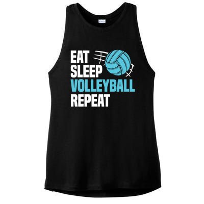 Eat Sleep Volleyball Repeat Cool Funny Team Coaches Quotes Gift Ladies PosiCharge Tri-Blend Wicking Tank