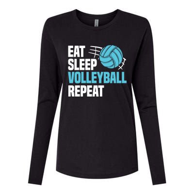 Eat Sleep Volleyball Repeat Cool Funny Team Coaches Quotes Gift Womens Cotton Relaxed Long Sleeve T-Shirt