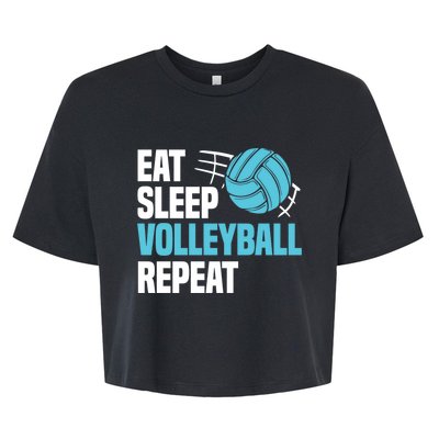 Eat Sleep Volleyball Repeat Cool Funny Team Coaches Quotes Gift Bella+Canvas Jersey Crop Tee