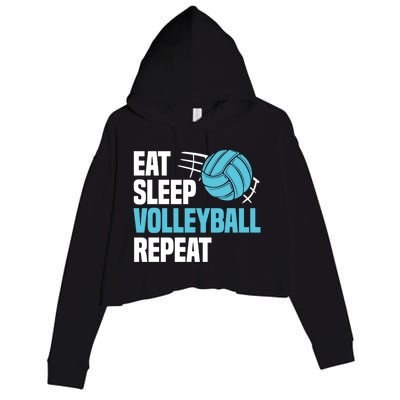 Eat Sleep Volleyball Repeat Cool Funny Team Coaches Quotes Gift Crop Fleece Hoodie