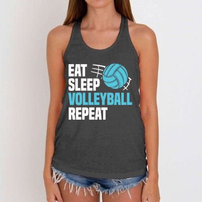 Eat Sleep Volleyball Repeat Cool Funny Team Coaches Quotes Gift Women's Knotted Racerback Tank