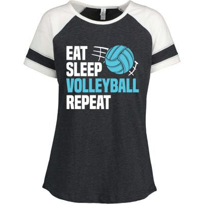 Eat Sleep Volleyball Repeat Cool Funny Team Coaches Quotes Gift Enza Ladies Jersey Colorblock Tee