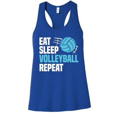 Eat Sleep Volleyball Repeat Cool Funny Team Coaches Quotes Gift Women's Racerback Tank