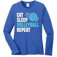 Eat Sleep Volleyball Repeat Cool Funny Team Coaches Quotes Gift Ladies Long Sleeve Shirt